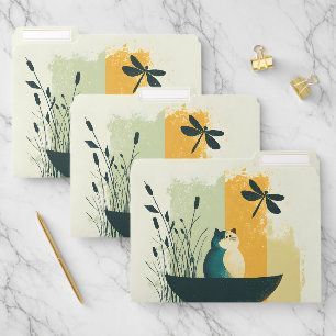 Minimalist Abstract Lake Chubby White Cat Canoe File Folder