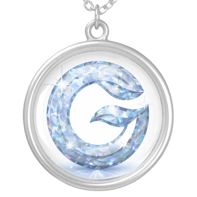 Minimalist Abstract Letter G  Silver Plated Necklace (Front)