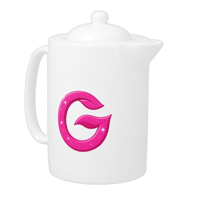 Minimalist Abstract Letter G  Teapot (Left)