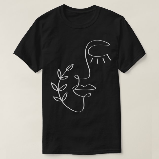 Minimalist Abstract Line Art Feminine Botanical Ae T-Shirt (Design Front)