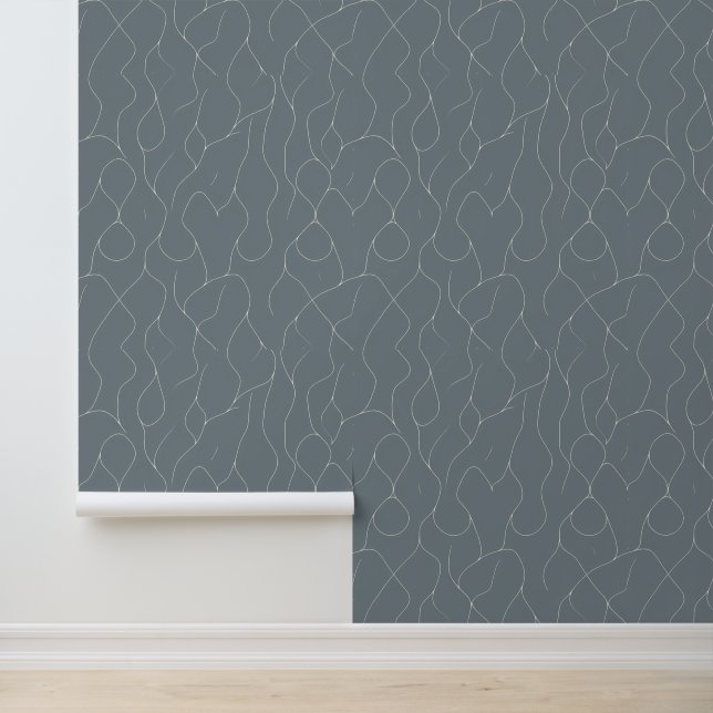Minimalist Abstract Line Art on Gray Wallpaper (Application)