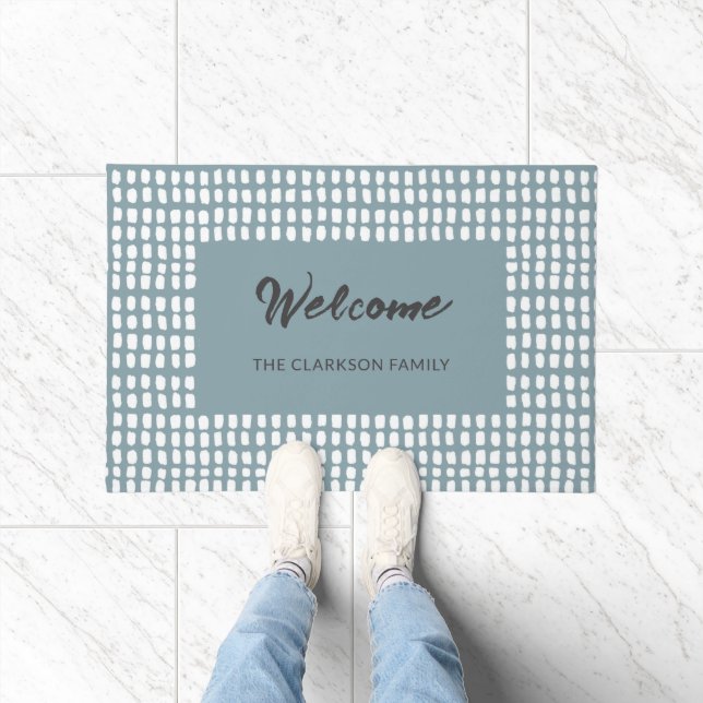 Minimalist Abstract Line Art Pattern Welcome Doormat (Indoor)