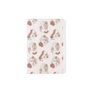 Minimalist Abstract Line art Women Faces Pattern Passport Holder