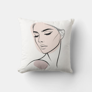 Minimalist Abstract Line Feminine 3 (With Color) Throw Pillow