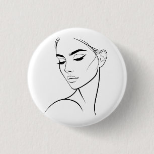 Minimalist Abstract Line Feminine Aesthetic Face 3 Button