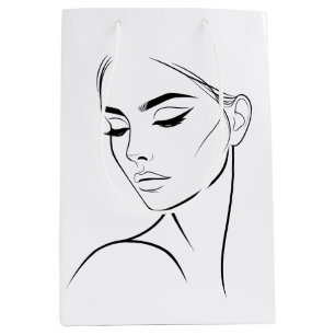 Minimalist Abstract Line Feminine Aesthetic Face 3 Medium Gift Bag