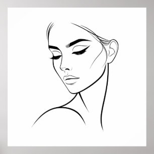 Minimalist Abstract Line Feminine Aesthetic Face 3 Poster
