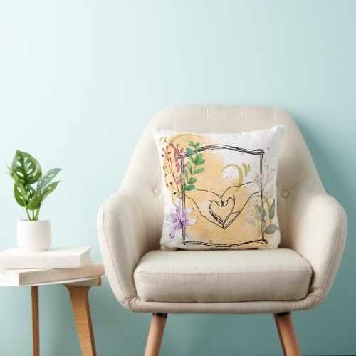 Minimalist Abstract Love Portrait Line Art Drawing Throw Pillow