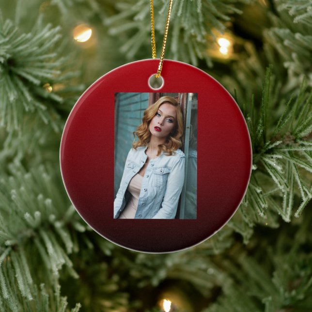 minimalist abstract marsala red burgundy maroon ceramic ornament (Tree)