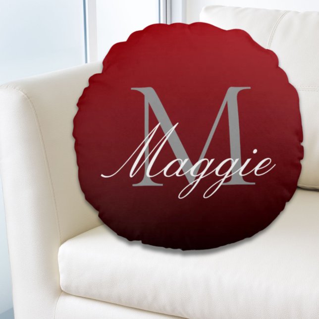 minimalist abstract marsala red burgundy maroon round pillow (minimalist abstract marsala red burgundy maroon round pillow)