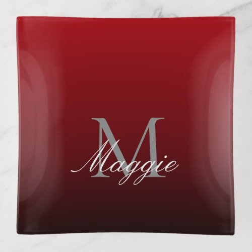 minimalist abstract marsala red burgundy maroon trinket tray