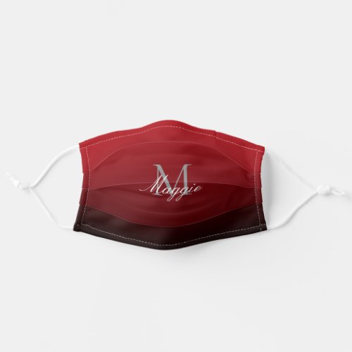minimalist abstract marsala red burgundy monogram adult cloth face mask