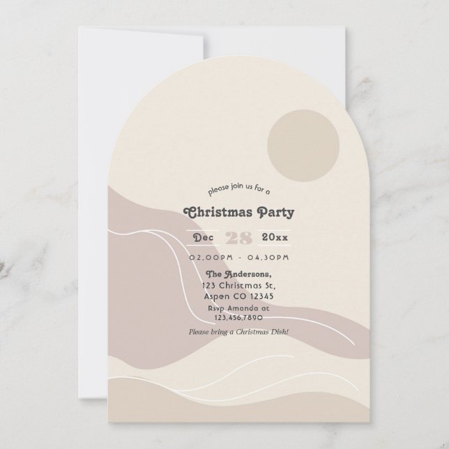 Minimalist Abstract Modern Arch Christmas Party Invitation (Front)