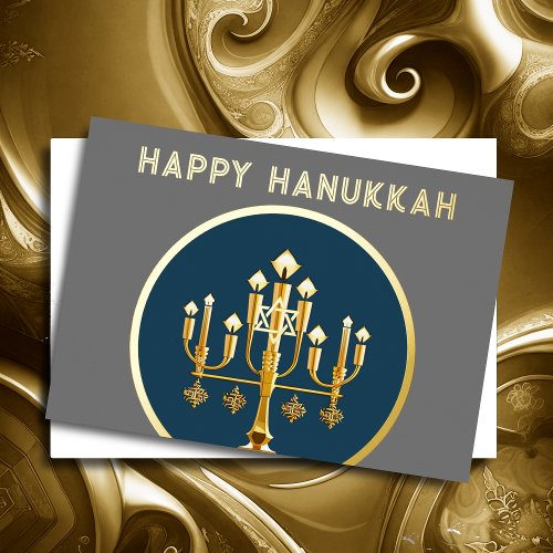 Minimalist Abstract Modern Menorah Hanukkah  Foil Holiday Card