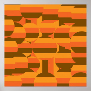 Minimalist Abstract Modern Orange Geometric art Poster