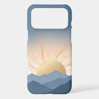 Minimalist abstract mountain with golden sunrise iPhone 17 pro max case