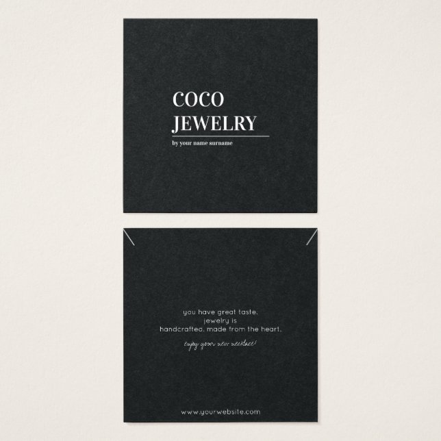 Minimalist Abstract Necklace Jewelry Display Card (Front & Back)
