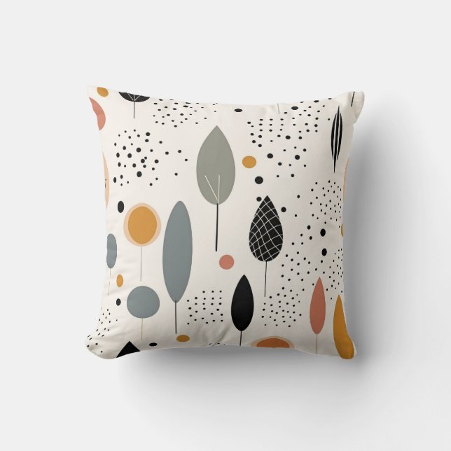 Minimalist Abstract Neutral Pattern Throw Pillow (Front)