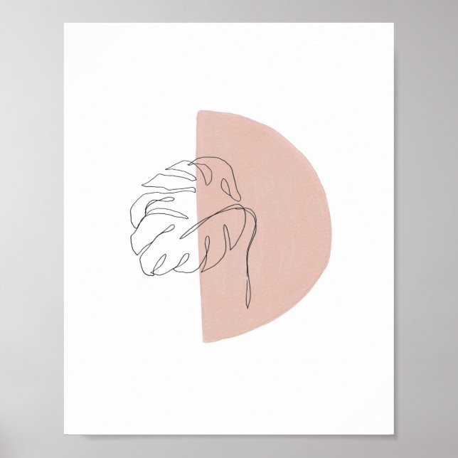 Minimalist Abstract Palm Leaf Blush Pink Art Print (Front)