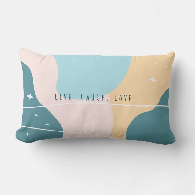 Minimalist Abstract Pastel Blue and Yellow Lumbar Pillow (Front)