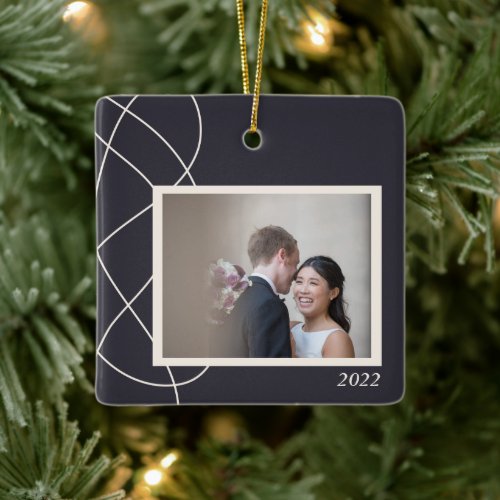 Minimalist Abstract Photo Background Personalized Ceramic Ornament