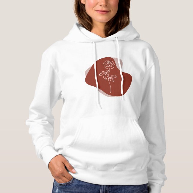 Minimalist Abstract Rose Line Art  Hoodie (Front)