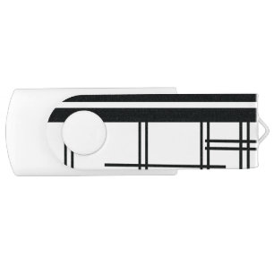 Minimalist Abstract Striped Monochrome Black White Flash Drive