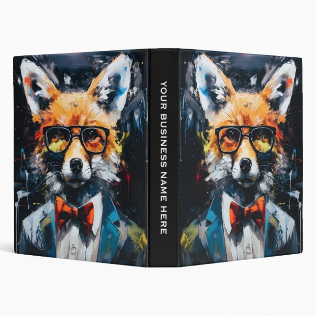 Minimalist Abstract Suited Fox 3 Ring Binder (Background)