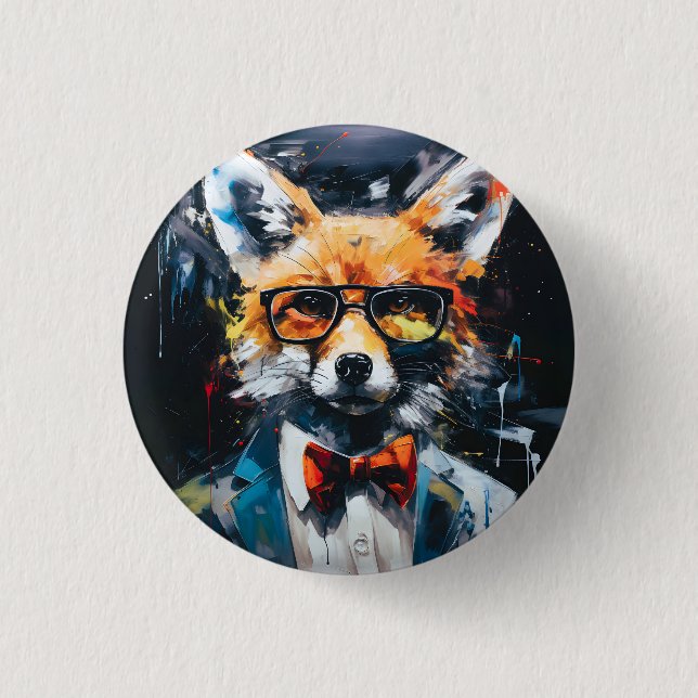 Minimalist Abstract Suited Fox Button (Front)