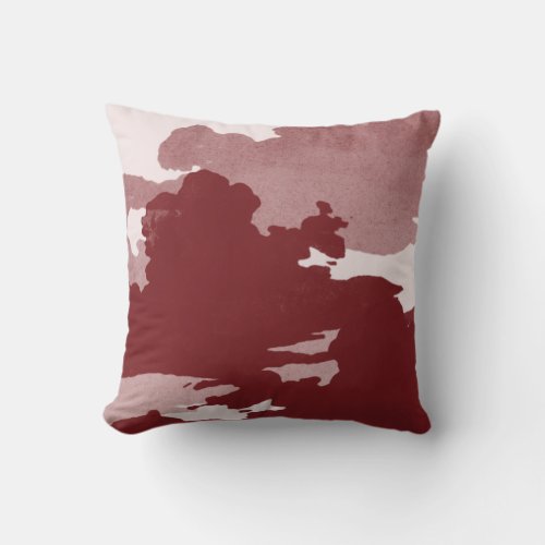 Minimalist Abstract Watercolor Clouds  Burgundy Throw Pillow