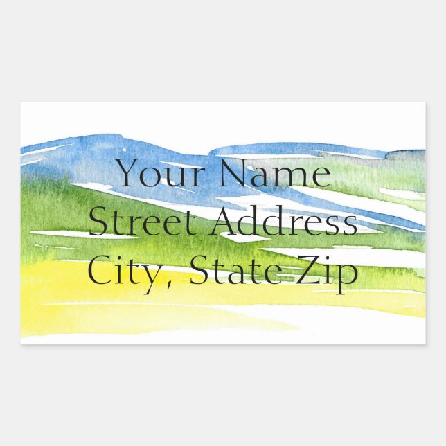 Minimalist Abstract Watercolor Hills 2 labels (Front)