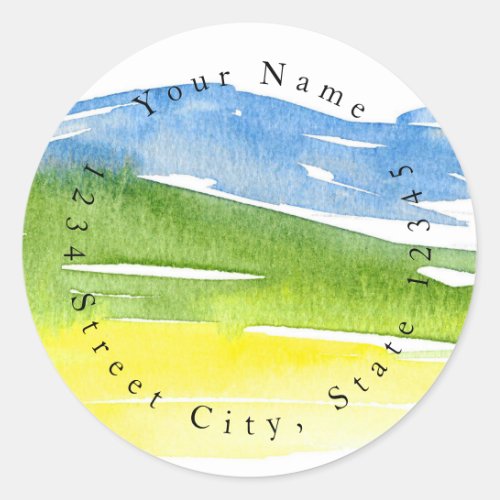 Minimalist Abstract Watercolor Hills 2 Labels