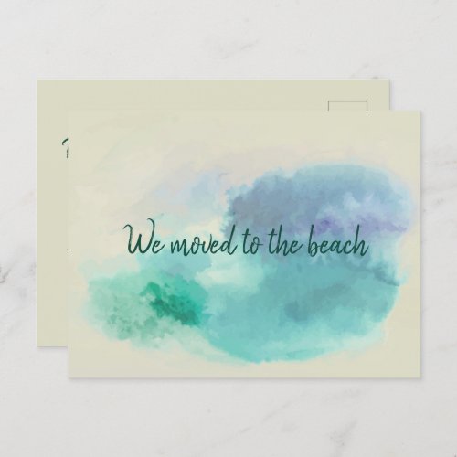 Minimalist Abstract Watercolor Moved to the Beach Postcard