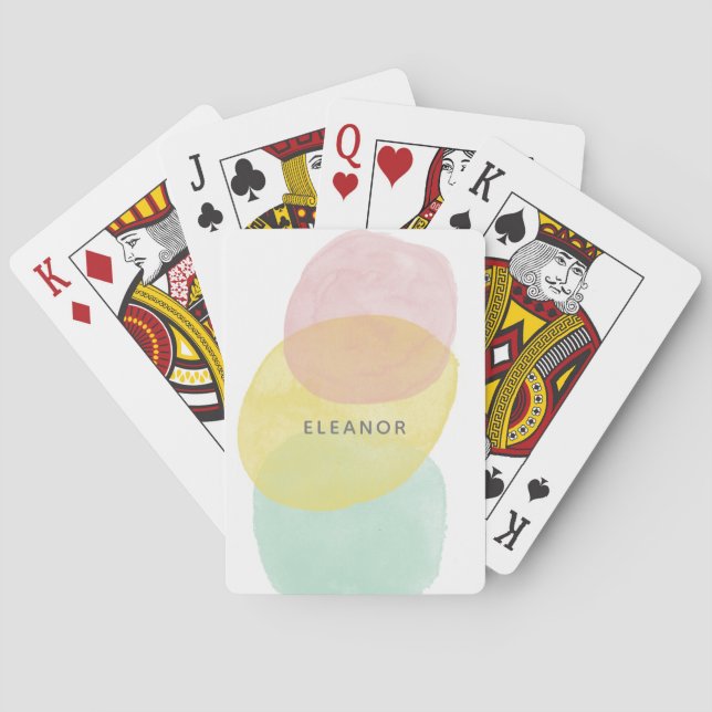 Minimalist Abstract Watercolor Pastel Personalized Poker Cards (Back)