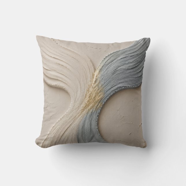 Minimalist Abstract Wave Clock  Throw Pillow (Front)