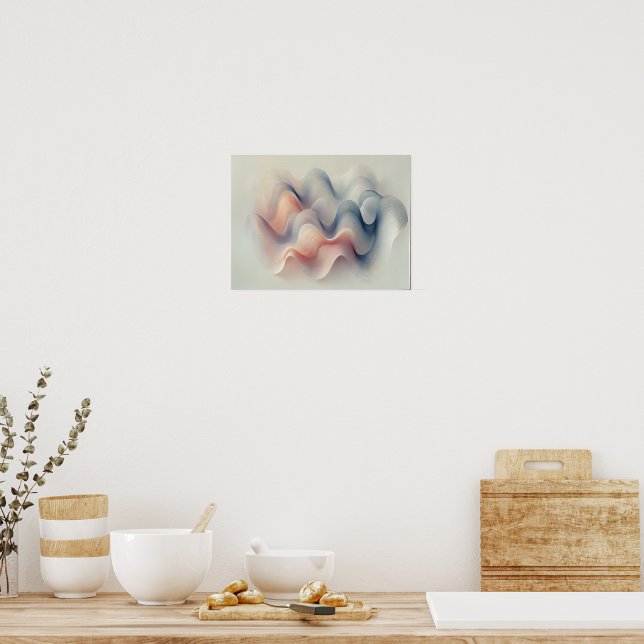 Minimalist Abstract Waves Art – Soft Gradient Poster (Kitchen)