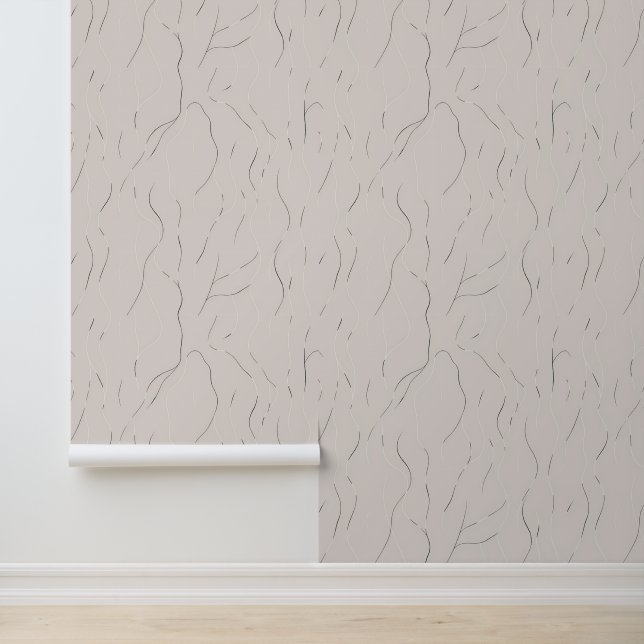 Minimalist Abstract Wavy Line Pattern Wallpaper (Application)