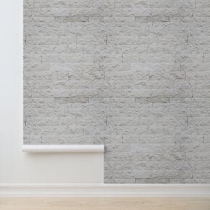 Minimalist Abstract  White Brick Stonewall Wallpaper