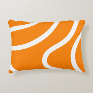 Minimalist Abstract White Lines on Vibrant Orange Accent Pillow