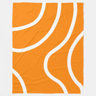 Minimalist Abstract White Lines on Vibrant Orange Fleece Blanket