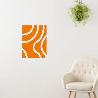 Minimalist Abstract White Lines on Vibrant Orange Foam Board