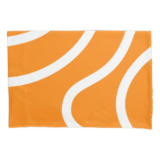 Minimalist Abstract White Lines on Vibrant Orange Pillow Case