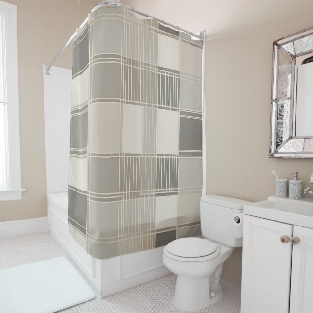 "Minimalist Abstract with Geometric Pattern Shower Curtain (In Situ)
