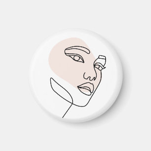 Minimalist Abstract Woman Face Line Art Drawing 2 Magnet