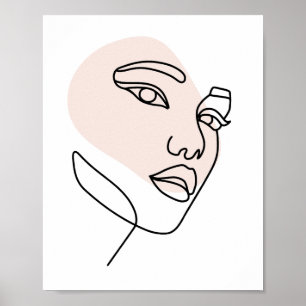 Minimalist Abstract Woman Face Line Art Drawing 2  Poster