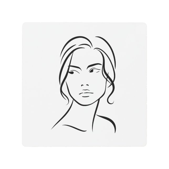 Minimalist Abstract Woman Face Line Art Drawing 4 (Front)