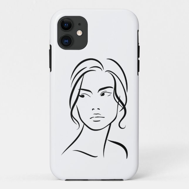 Minimalist Abstract Woman Face Line Art Drawing 4 Case-Mate iPhone Case (Back)