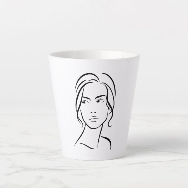 Minimalist Abstract Woman Face Line Art Drawing 4  Latte Mug (Front)