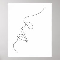 Minimalist Abstract Womans Face Line Art 