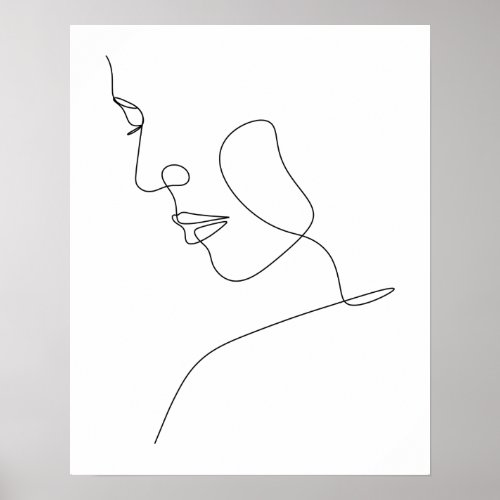 Minimalist Abstract Womans Face Line Art  Poster